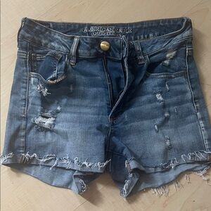 American Eagle Outfitters Light Blue Ripped Jean Shorts